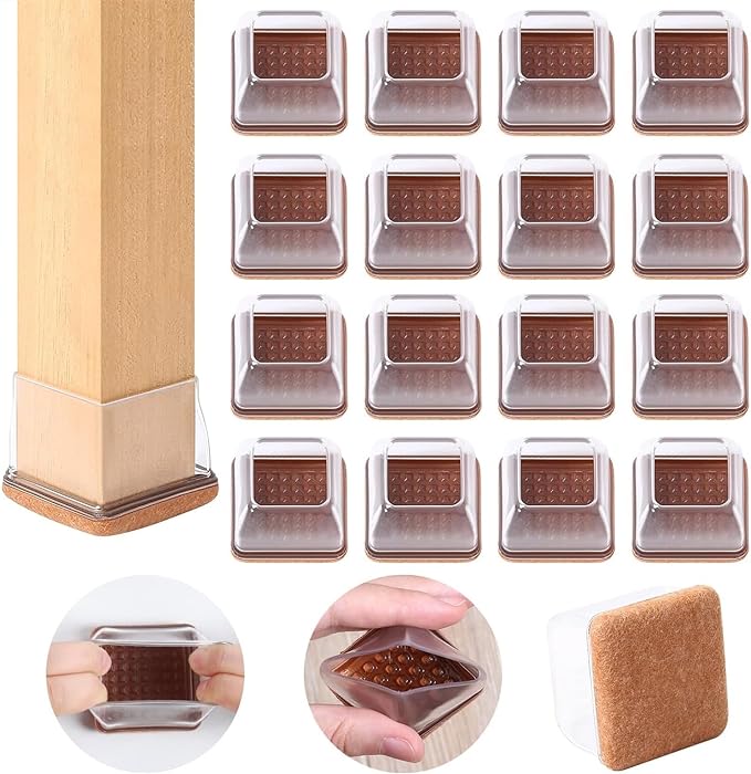 Ezprotekt 24 Pcs Clear Square Chair Leg Floor Protectors by VisittheEzprotekt