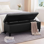 HUIMO Faux Leather Storage Ottoman Bench 50.3 Inch Extra Long PU Upholstered - Image 3