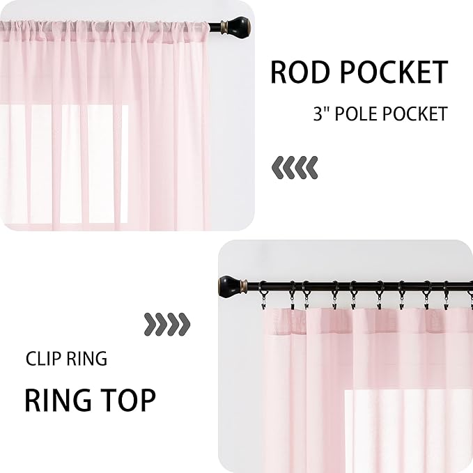 Tollpiz Short Sheer Door Curtains Closet Linen Textured Curtains Sheer Doorway - Image 5
