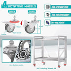 2 Shelf Rolling Cart with Wheels, 660lbs Capacity Collapsible Steel Rolling - Image 3