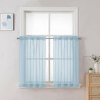 Chyhomenyc Sky Blue Sheer Curtains 30 inch Length 2 Panels, Light Filtering by Chyhomenyc