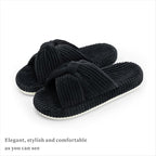 Chantomoo Slippers for Women Memory Foam House Bedroom Corduroy Bow Crossbands - Image 5