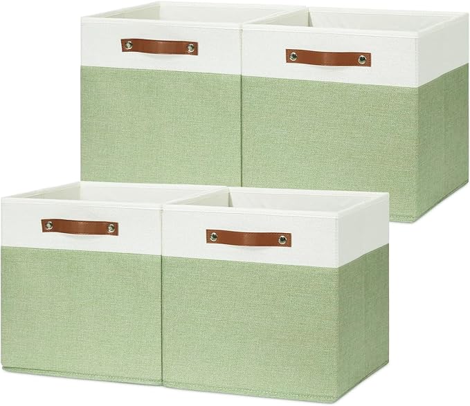 HNZIGE Fabric Cube Storage Bins 13x13 Set of 4 Canvas Storage Baskets - Image 11