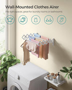 SONGMICS Clothes Drying Rack, Wall-Mounted Drying Rack Clothing, Small - Image 3