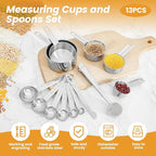 13PCS Measuring Cups and Spoons Set Stainless Steel Measuring Spoons and Cups - Image 6