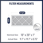 10x20x1 MERV 8 Air Filters 6-Pack, Actual Size 9.7" x 19.7" x 0.75" – Compatible - Image 2