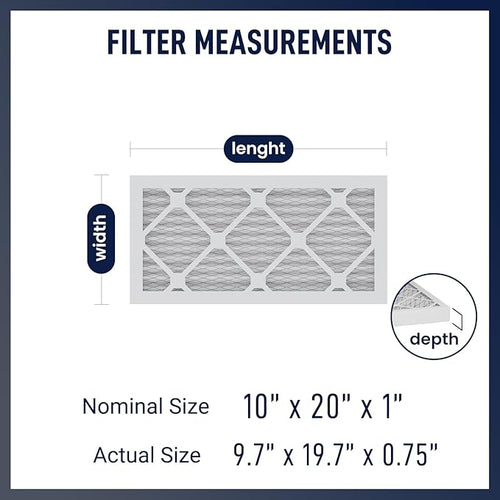 10x20x1 MERV 8 Air Filters 6-Pack, Actual Size 9.7" x 19.7" x 0.75" – Compatible - Image 2