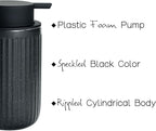 Black Ceramic Foaming Soap Dispenser, Speckled Rippled 12 oz Bottle - Image 2