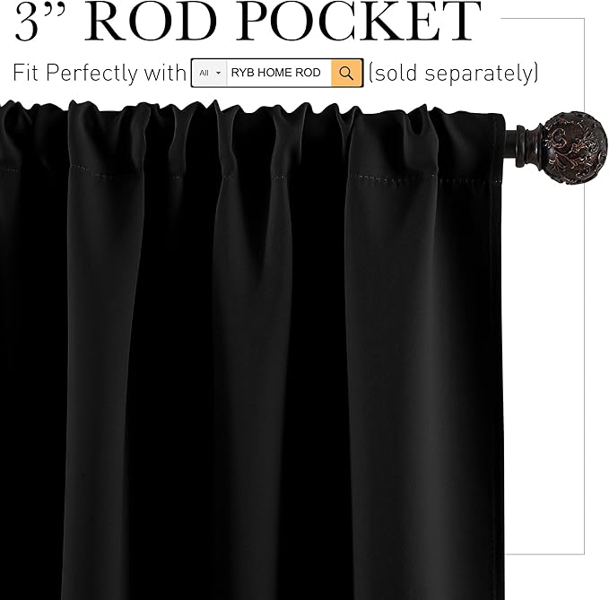 RYB HOME Short Kitchen Window Curtains 30 inches, W42 x L 30 inches, 2 Panels - Image 2