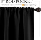 RYB HOME Black Curtains for Windows, Bathroom Curtains Small Window Drapery - Image 2