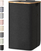 BALEINE Laundry Hamper with Lid, Tall Laundry Baskets with Bamboo Pull Handles by BALEINE
