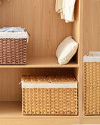 Storage Basket with Lid Rattan Woven Storage Baskets with 2 Separate Lids - Image 7