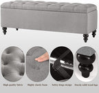 Storage Ottoman 50.2 Inches Upholstered Fabric Bench，Button Tufted - Image 7