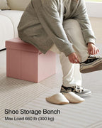 Folding Storage Ottoman, Velvet Storage Bench, - Image 4