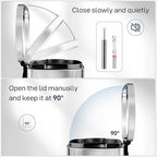 Arlopu 8 Gallon Step Trash Can, Stainless Steel Garbage Bin, Soft-Close Rubbish - Image 3