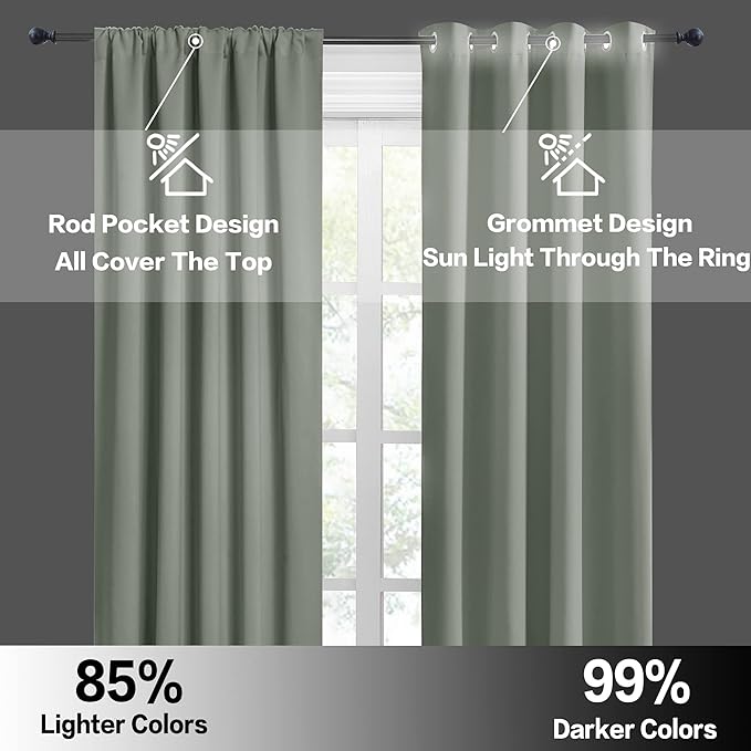 RYB HOME Green Blackout Living Room Curtains - Image 5