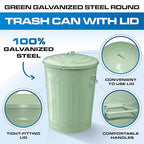 Plexon Round Trash Can 13 Gallon, Vintage Metal Outdoor Trash Can - Image 7