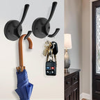 Black Towel Hooks for Wall, 5 Pack Coat Robe Hook Heavy Duty Metal Double Bath - Image 4