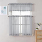 Chyhomenyc Light Grey Sheer Curtains 30 inch Length 2 Panels, Light Filtering - Image 2