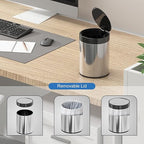 Mini Trash Can for Desk 0.4 Gallon, 1.5L Stainless Steel mini Desk Trash can - Image 3