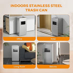 BEAMNOVA Trash Can Indoor Outdoor Metal Stainless Steel Commercial Garbage Can - Image 6