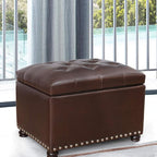 24'' Leather Storage Ottoman Rectangular Foot Rest Stool - Image 7