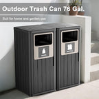 Outdoor Double Barrel Trash Can, Waterproof Resin Garbage Can - Image 2