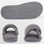 Evshine Summer House Slippers for Women Corduroy Cross Bow Indoor Slippers Open - Image 5
