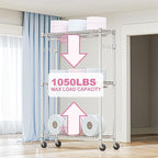 Heavy Duty Rolling Garment Rack 3 Tiers Adjustable Wire Shelving Clothes Rack - Image 5