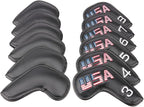 Golf Builder Black Leather USA Golf Club Iron Wedge Head Covers Fit All Brands - Image 4