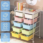 10 Drawers Rolling Storage Cart, Plastic Drawer Cart - Image 6