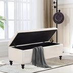 Storage Ottoman 50.2 Inches Upholstered Fabric Storage Ottoman Bench，Button - Image 3