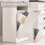 Modern Tilt-Out Trash Can Cabinet, 10 Gallon Fluted Laundry Hamper Cabinet - Image 7