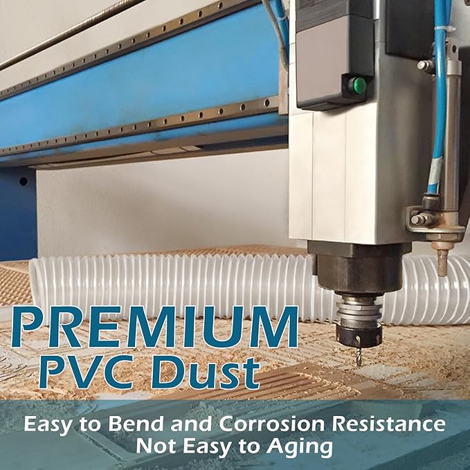 Qucship 2-1/2" x 10' Heavy-Duty PVC Dust Collection Hose, Puncture-Resistant - Image 3