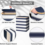 BALEINE Laundry Hamper with Lid, Tall Laundry Baskets with Bamboo Pull Handles - Image 3