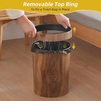 Wood Grain Plastic Trash Can Bedroom, Round 2-Pack, 3.4 Gal Farmhouse - Image 3