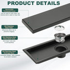 uxcell Rectangular Shower Drain, Brushed 304 Stainless Steel Odor-Proof Floor - Image 3