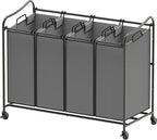 Simple Houseware 4-Bag Heavy Duty Laundry Sorter Rolling Cart, Dark Grey by SimpleHouseware
