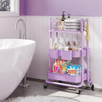 KINGRACK 3 Tier Rolling Cart, Metal Mobile Storage Shelf - Image 9