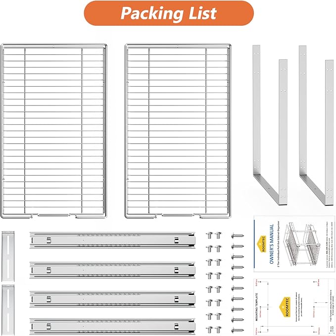 ROOMTEC Individual Pull Out Cabinet Organizer, 2 Tier Spice Rack Organizer - Image 8