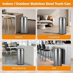 BEAMNOVA 16.5 Gallon Trash Can Open Top Outdoor Indoor Commercial Stainless - Image 7