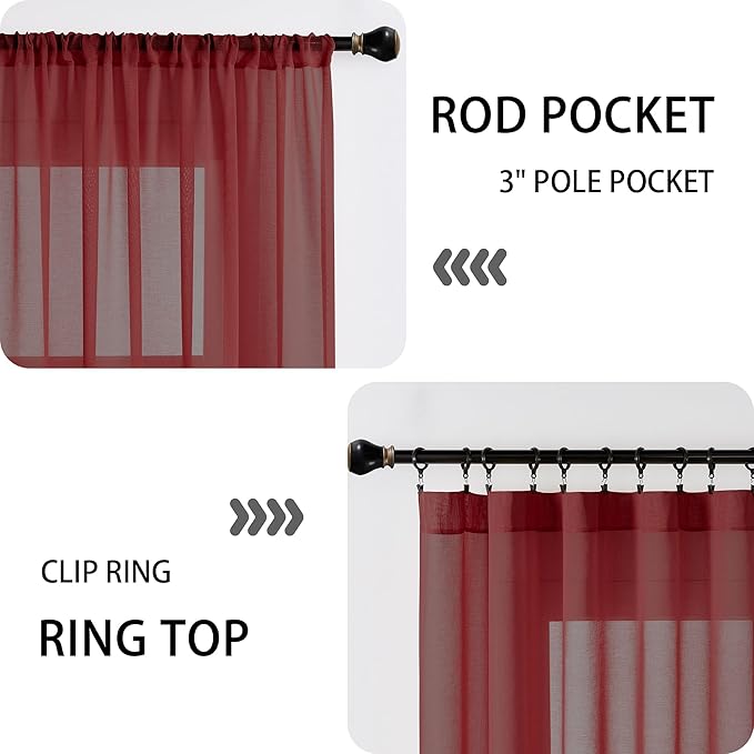 Tollpiz Sheer Door Curtain Closet Linen Textured Curtains Sheer Doorway Light - Image 5