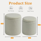 Round Ottoman with Storage Set of 2-Upholstered Sherpa Vanity Stool - Image 3