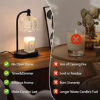 Black Candle Warmer Lamp with Timer and Dimmer, Flameless Wax Melt Warmer - Image 2