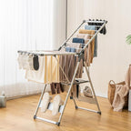 Giantex Clothes Drying Rack, 2-Layer Aluminum Foldable Laundry Drying Rack - Image 2