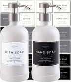 16oz Glass Soap Dispenser with Stainless Steel Pump, 21 Waterproof Labels by Verute