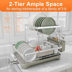 Dish Drying Rack, 2 -Tier 304 Stainless Steel Adjustable Spout Auto-Draining - Image 5
