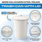 Plexon Round Trash Can 13 Gallon, Vintage Metal Outdoor Trash Can - Image 7