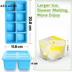 Large Ice Cube Trays, JRISBO 2 Pack Reusable Silicone Ice Cube Molds - Image 7