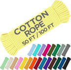 TECEUM Cotton Rope 3/16” – 100 FT – Strong All-Purpose Braided Rope – Natural by TECEUM